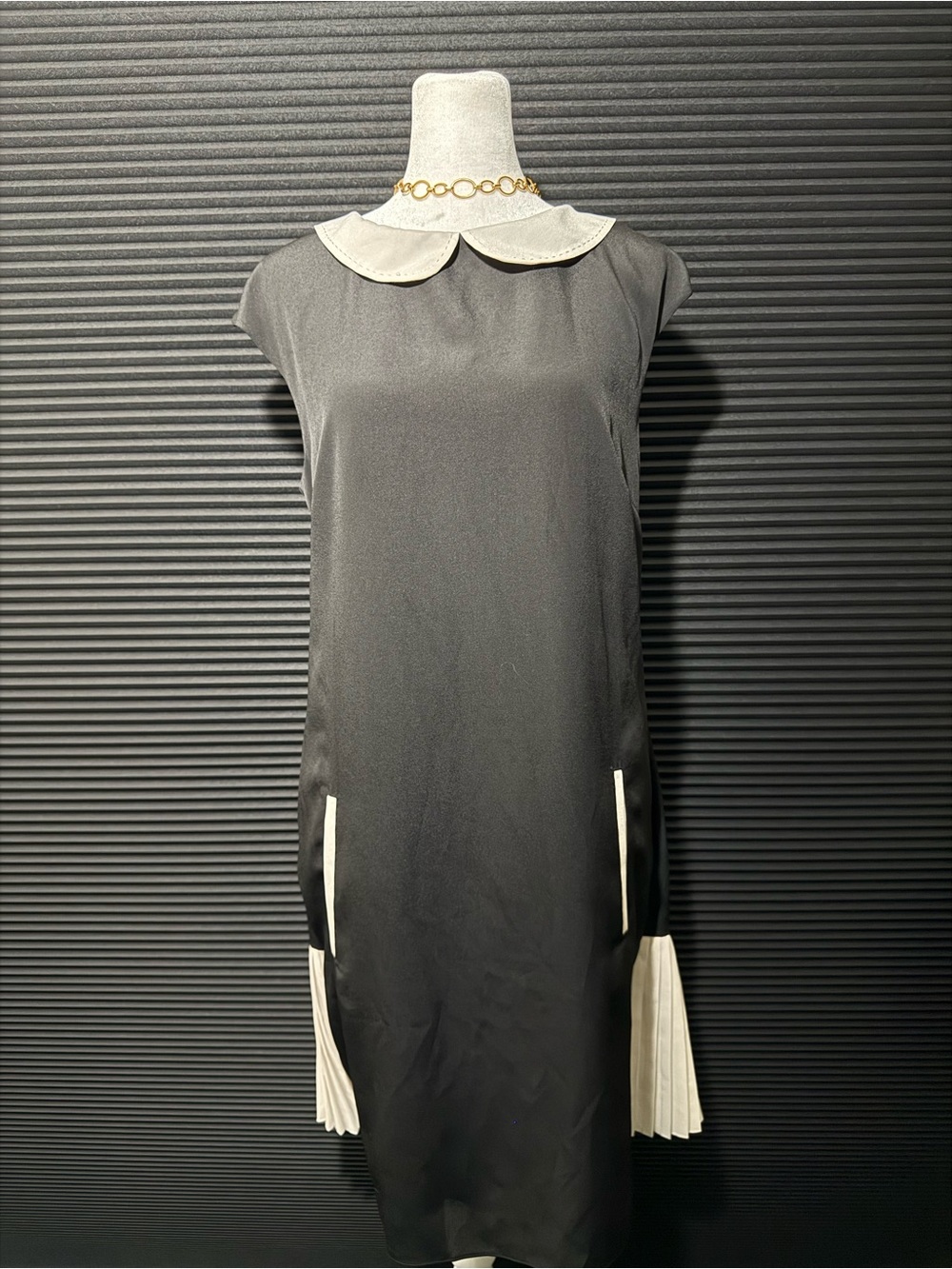 Ted Baker Black Midi Dress with White Peter Pan Collar
